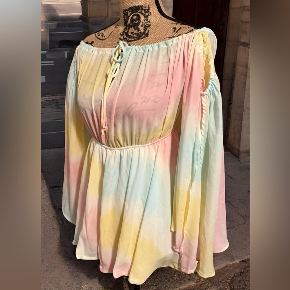 Pastel Tie-Dye Off-Shoulder Romper
